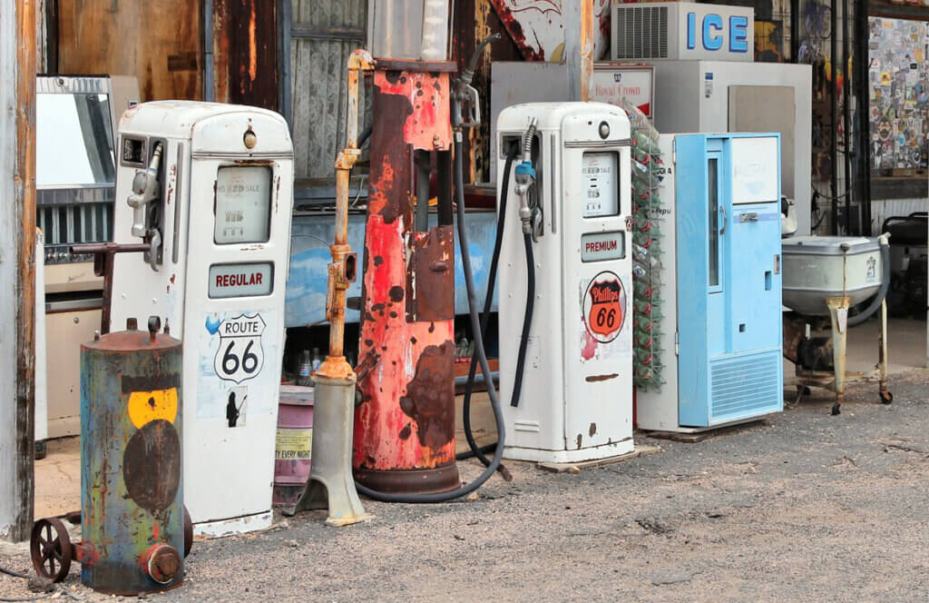 gasoline taxes at old gas station